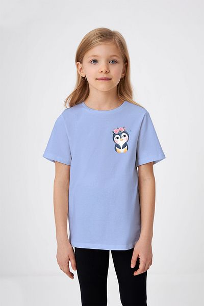 ADABEBEK Tricou pentru fetiță cu imprimeu pinguin cu coroană florală