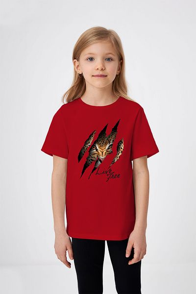 ADABEBEK Tricou pentru fetiță Free Life Written Paw Pattern