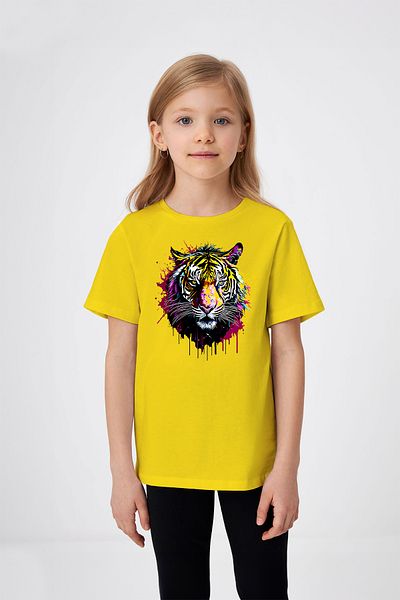 ADABEBEK Graffiti Tiger Patterned Girl's T-Shirt