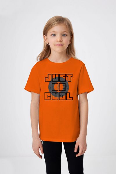 ADABEBEK Circle Detailed Just Be Cool Printed Girl's T-Shirt