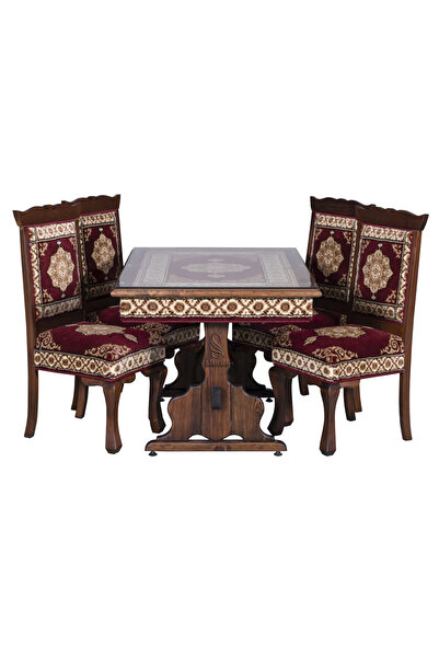 Sultan Sedir 4 Kişilik Selçuklu Masa Sandalye Yemek Takımı (1 Masa 4 Sandalye)