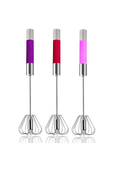 TAYVİN Luxury Metal Rotary Beater - Steel Push Beater - Automatic Rotary Beater