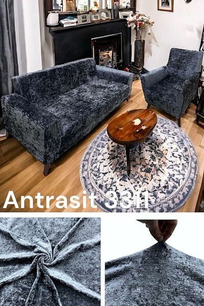 FurkanTicaret Anthracite Colored Lycra Elastic Velvet Seat Cover - 3 3 1 1 Model