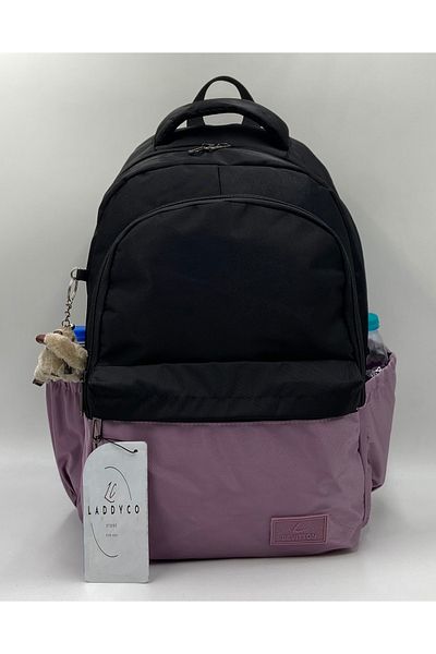 Bevitton Water Resistant Custom Bett's Fabric Unisex Black-Plum School Backpack 34100
