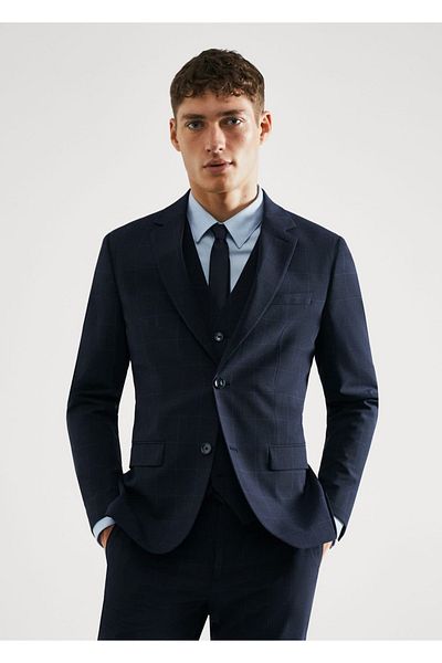 MANGO Man Μπουφάν με καρό σακάκι Super Slim Fit