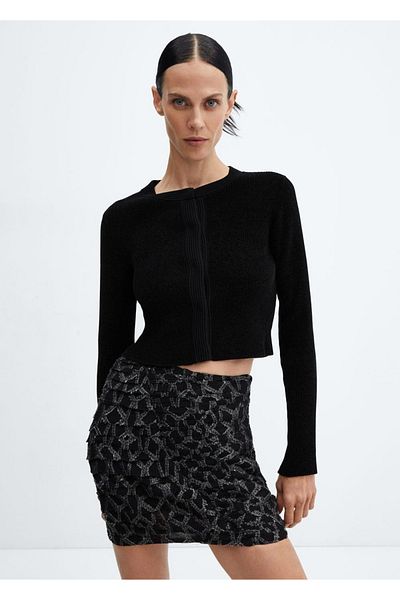 MANGO Woman Gathered Glitter Skirt