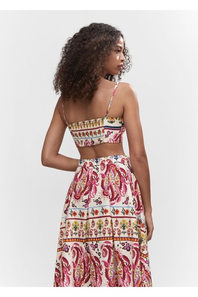 MANGO Woman Μπλούζα λινό με σχέδια