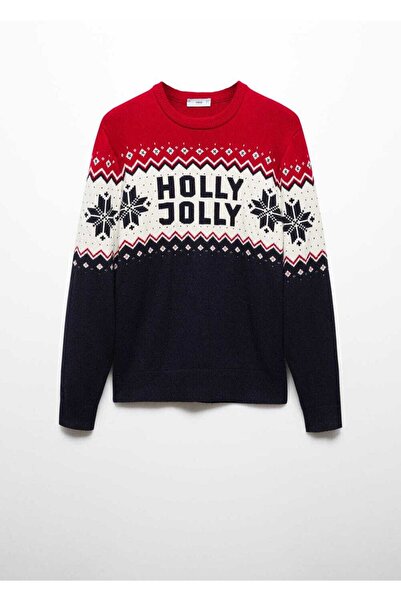 MANGO Man Gewebter Pullover mit Weihnachtsmotiv