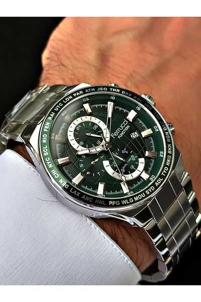 Ferrucci Silver Color Functional Steel Strap Men's Wristwatch Bracelet Gift