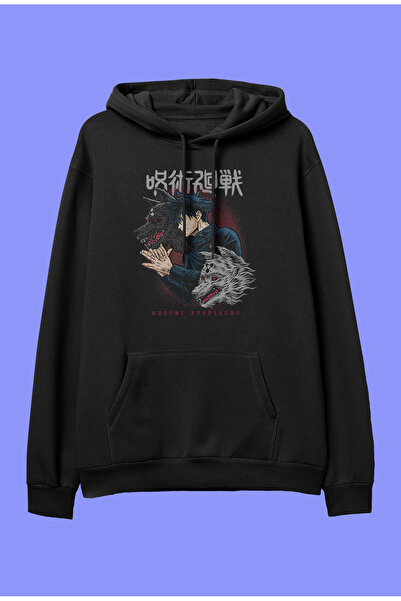 ZOKAWEAR سويت شيرت بقلنسوة مطبوع عليه شخصية الرسوم المتحركة Jujutsu Kaisen Me...