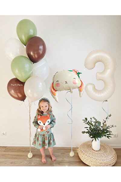 parti pera Tavşan Folyo Balon Zincir Seti Doğum Günü Retro Balon Seti