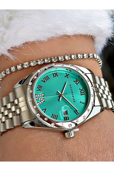 Navimarine Silver Color Steel Strap Women's Wristwatch + Bracelet Gift