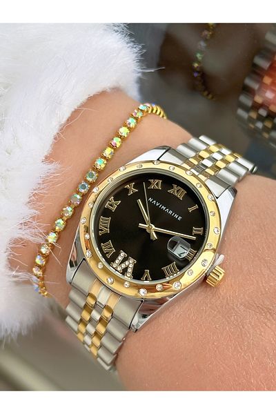 Navimarine Silver Color Steel Strap Women's Wristwatch + Bracelet Gift