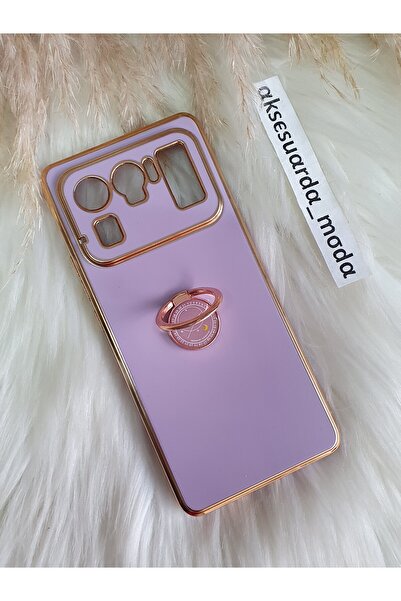 Aksesuarda Moda Xiaomi Mi 11 Ultra Uyumlu Yüzüklü Standlı Gold Detaylı Lazer ...