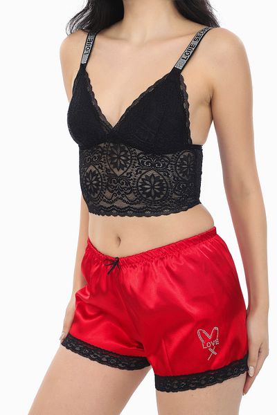 love secret Bralet with Satin Shorts Love secret Jewelled Set