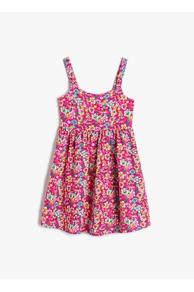 Koton Rosa knielanges Kleid für Damen 4SKG80044AW