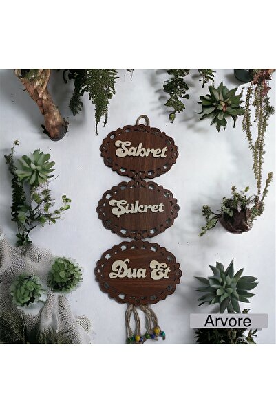 ARVORE 3 lü Sabret&Şükret&Dua et duvar süsü