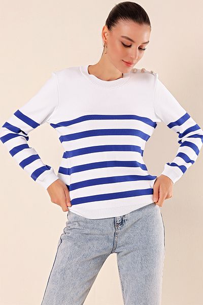 Bigdart 15820 Pulover cu dungi cu nasturi - C.Saks
