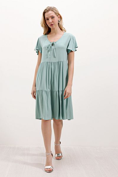Bigdart 2352 V-Neck Short Dress - D. Mint