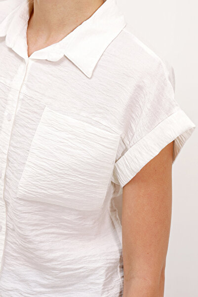 Bigdart 20198 cămașă cu mânecă scurtă cu buzunar dublu - alba