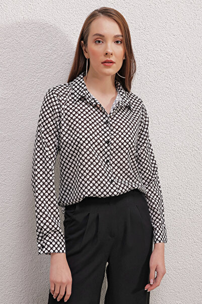 Bigdart 3964 Hafif Dökümlü Saten Gömlek - Y.beyaz