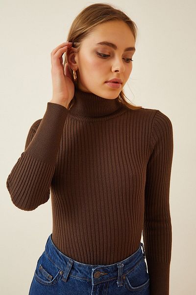 Bigdart 10311 Turtleneck Sweater - Brown
