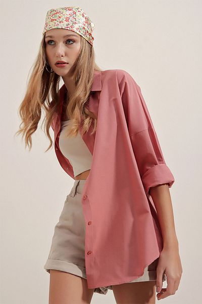 Bigdart 3900 Oversize-Lang-Basic-Shirt - Dusty Rose