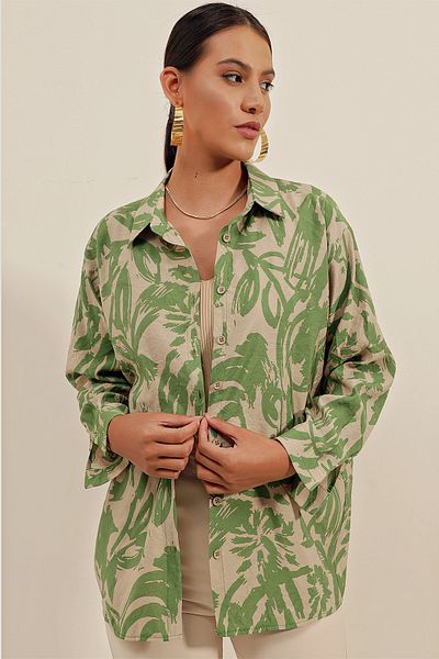 Bigdart Cămașă de bază lungă oversize 3900 - Verde închis