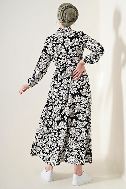 Bigdart 2144 Hakim Yaka Tesettür Elbise - Siyah