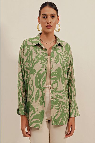 Bigdart Cămașă de bază lungă oversize 3900 - Verde închis