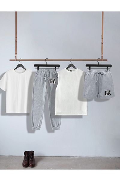 ZEMLİYA 4-PIECE PRINTED ATLANTA TSHIRT SET (T-Shirt + Zero Sleeve T-Shirt + Sweatpants + Shorts)