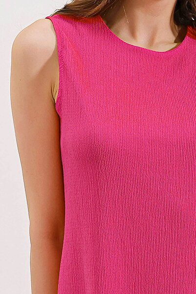 Bigdart 2344 Summer Flared Knitted Dress - Fuchsia