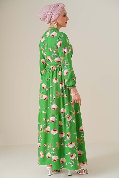 Bigdart 2144 Rochie Hijab cu guler magnific - D.verde