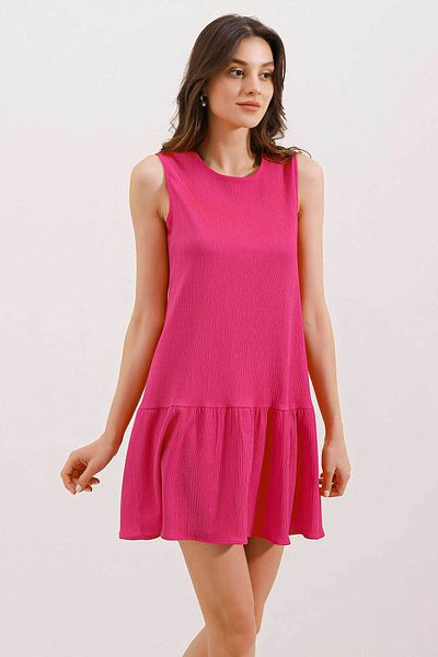 Bigdart 2344 Summer Flared Knitted Dress - Fuchsia