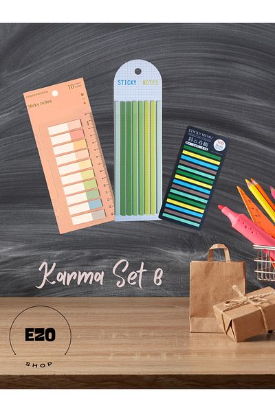 EZOSHOP Set of 3 Postit Long Short Strip Transparent Adhesive Note Paper Stationery Postit Mixed Set-8