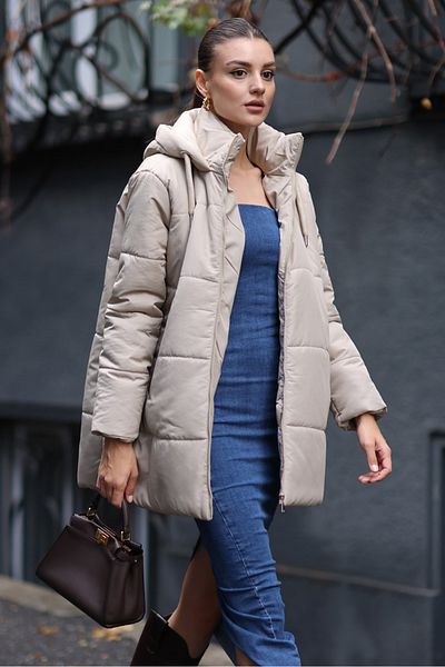 Bigdart Oversize-Pufferjacke mit Kapuze – Beige