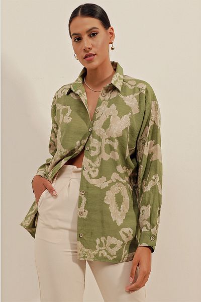 Bigdart Cămașă de bază lungă oversize 3900 - V. Verde