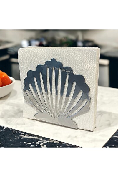 decorelax Suport pentru șervețele din metal argintiu cu tematică Oyster