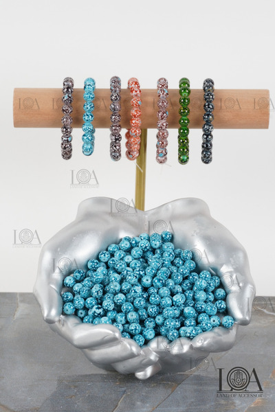 LANDOFACCESSORY 8 mm Cam Boncuk - Takı Boncuğu - Tesbih Boncuğu - Bileklik Ak...