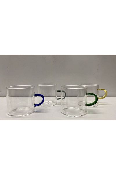 Yenigeldi 2 Colorful Espresso Cups - Heat ResIstant Borosilicate Cups Coffee Tea Cup (130ml)
