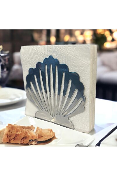 decorelax Suport pentru șervețele din metal argintiu cu tematică Oyster