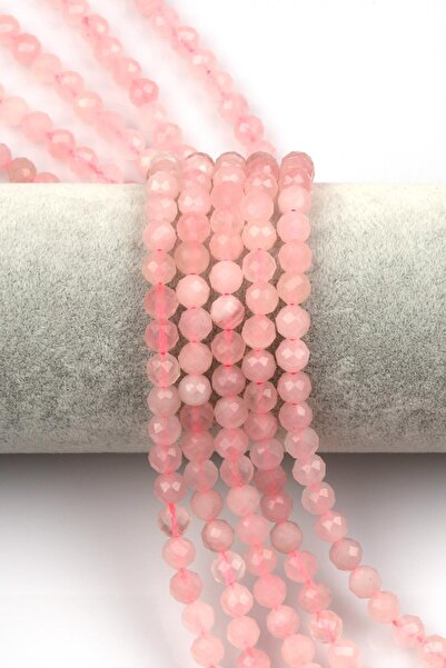 Alibaba Doğaltaş Madagaskar Pembe Kuvars Doğal Taş Dizi 6 mm Fasetli Küre Kesim