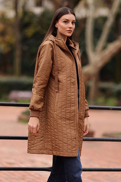 Bigdart 5138 Quilted Long Coat - Tan