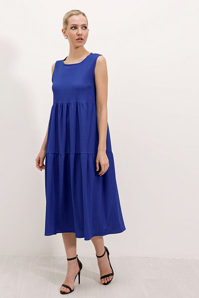 Bigdart 2448 Rochie tricotată lungă cu mâneci zero - Saks