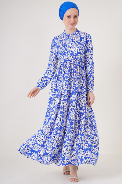 Bigdart 2144 Hakim Yaka Tesettür Elbise - Saks