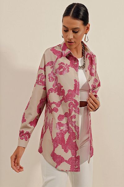 Bigdart 3900 Cămașă Oversize Lungă Basic - D. Fuchsia