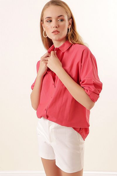 Bigdart 3900 Übergroßes langes Basic-Shirt – Granatapfel