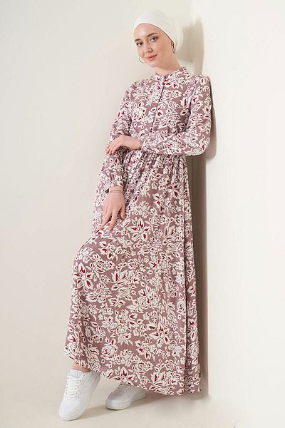 Bigdart 2144 Judge Collar Hijab Dress - Dried Rose