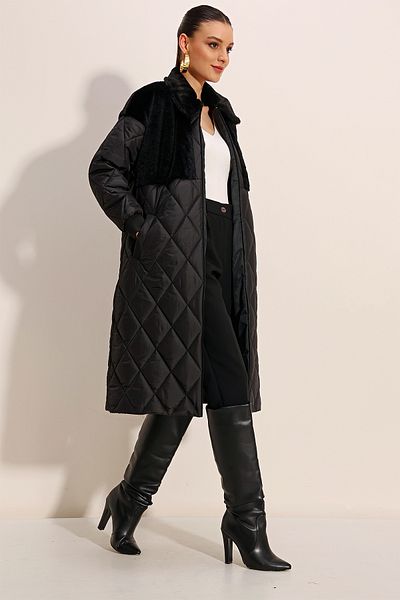 Bigdart 5185 Jachetă puf lungă supradimensionată - neagră