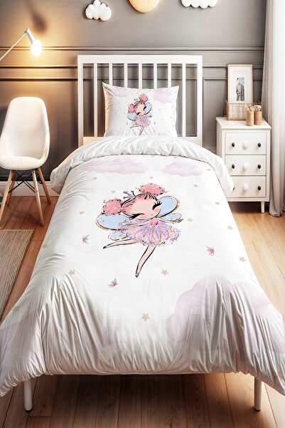 EVPANYA Winged Gold Fairy Patterned Single Baby Kids Bedding Set